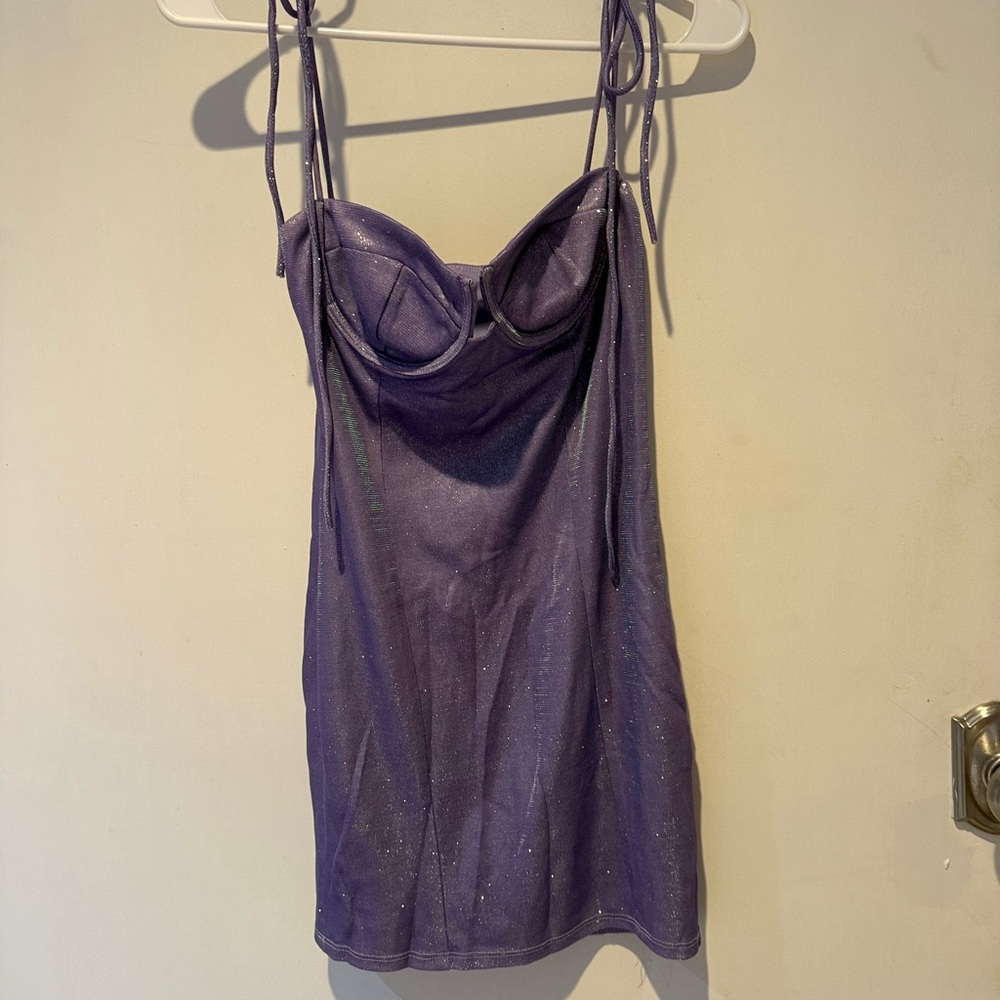 Purple Glitter Mini Dress